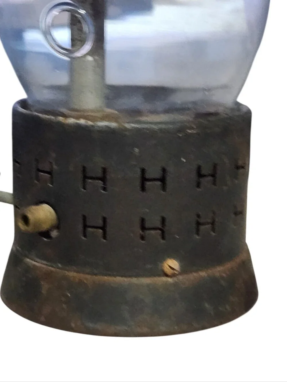 Vintage Humphrey Gas Light Lantern w/ Glass Globe Metal Tabletop Camping SHTF